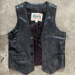 Vintage 90’s leather black Vest by RIPPLES rare size M